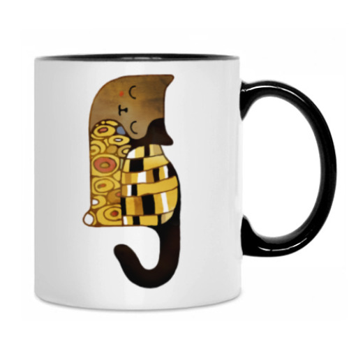 Кружка с принтом Золотой кот в стиле модерн