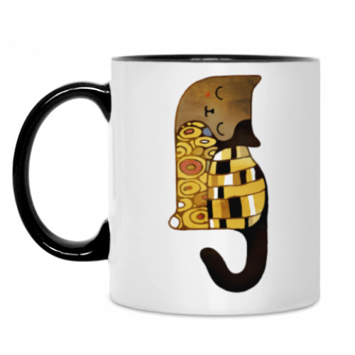 Кружка с принтом Золотой кот в стиле модерн