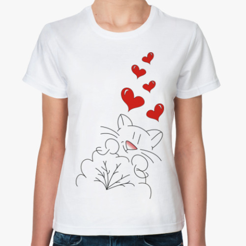 Классическая футболка с принтом  'Кот-лямур'