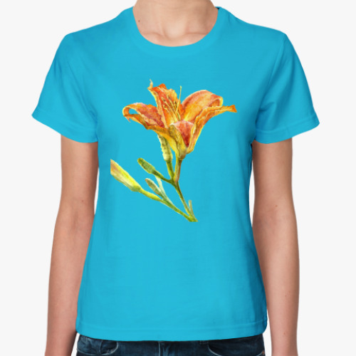 Женская футболка с принтом рыжая лилия