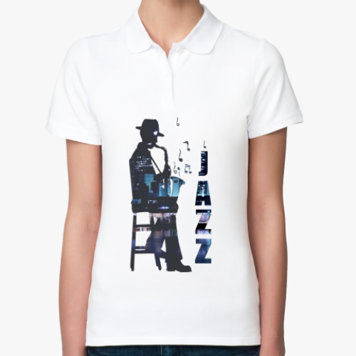 Женская рубашка поло (печать) с принтом Jazz