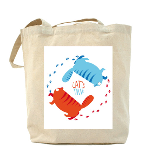 Сумка шоппер с принтом Время котов