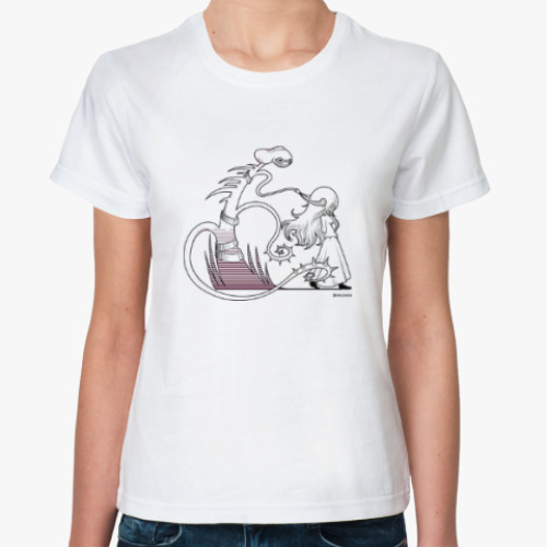 Классическая футболка с принтом Дзета и наушники (лайнарт)