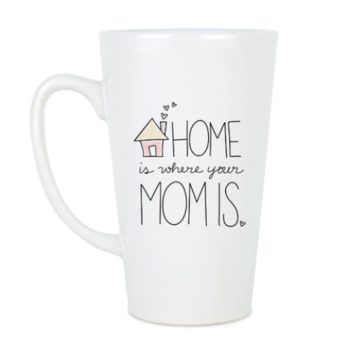 Чашка Латте с принтом Дом там, где мама