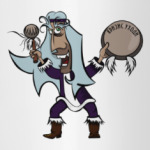 Шаман с бубном проводит обряд изгнания кризиса