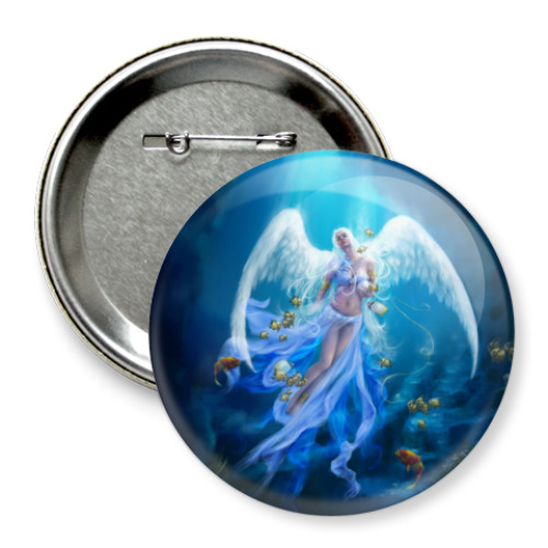 Значок 75мм с принтом Ангел водного мира