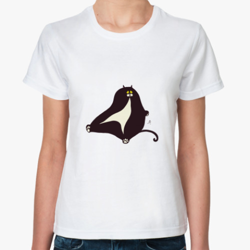 Классическая футболка с принтом  Fat Cat