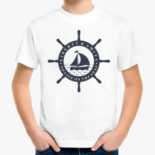 Детская футболка Море, штурвал. Liberty and mit
