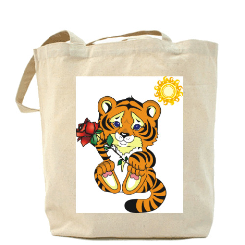 Сумка шоппер с принтом 'Милый тигренок'