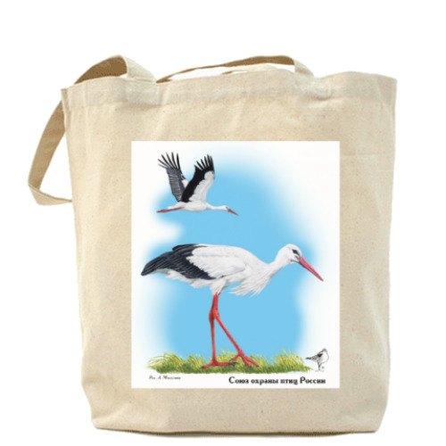Сумка шоппер с принтом Белый аист