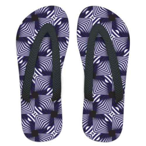 Шлепанцы (сланцы) с принтом 3 д треугольники в стиле зебра