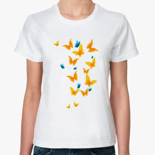 Классическая футболка с принтом  Бабочки