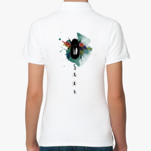 Женская рубашка поло (печать) с принтом скарабей