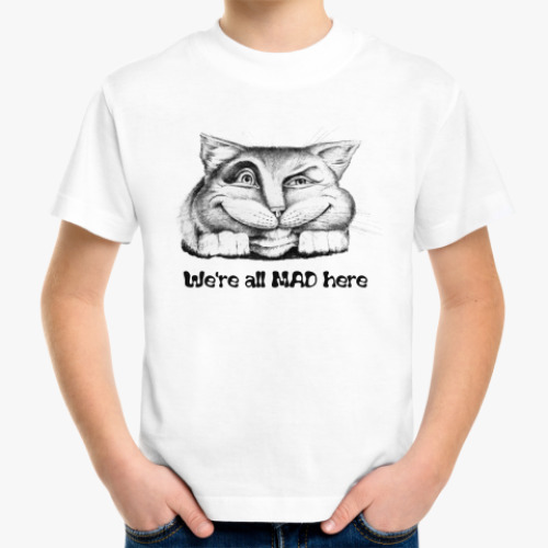 Детская футболка с принтом Чеширский Кот