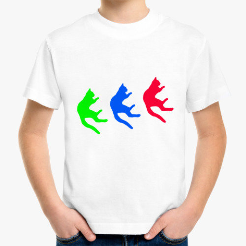 Детская футболка с принтом Падающие коты