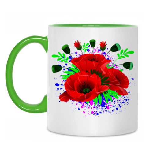 Кружка с принтом Маки