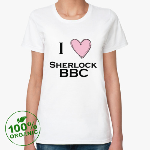 Женская футболка из органик-хлопка с принтом I love Sherlock