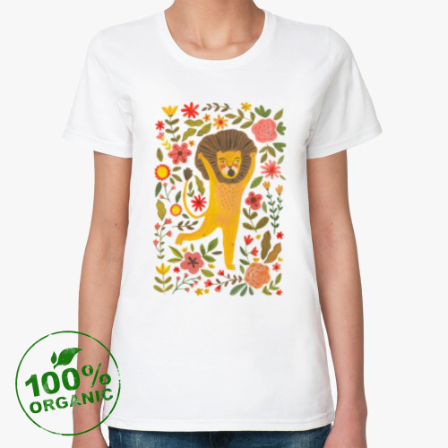 Женская футболка из органик-хлопка Эмоциональный лев