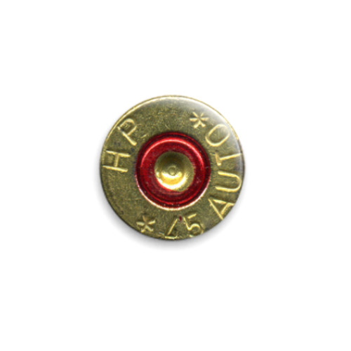 Значок 25мм с принтом Гильза от пистолета