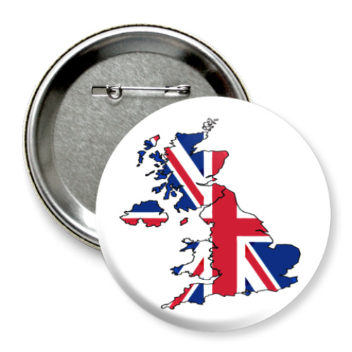 Значок 75мм с принтом union jack