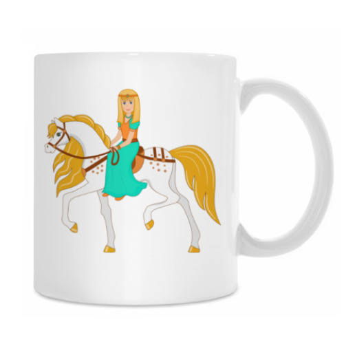 Кружка с принтом princess riding on a horse