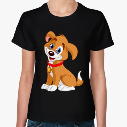 Женская футболка Весёлый щенок / Год собаки