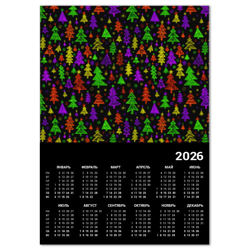 Календарь с принтом 365 новогодних ёлок