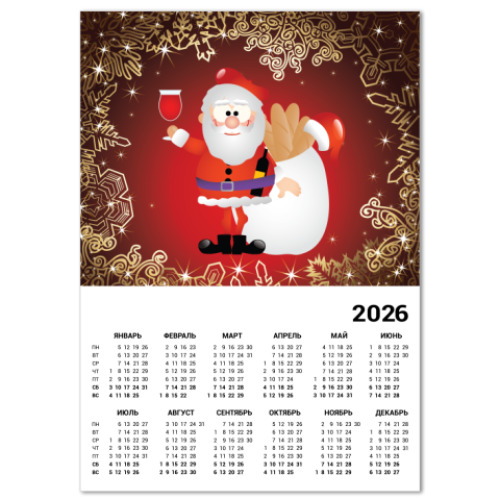 Календарь с принтом Новый год