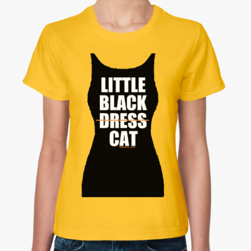 Женская футболка с принтом Маленькая чёрная кошка