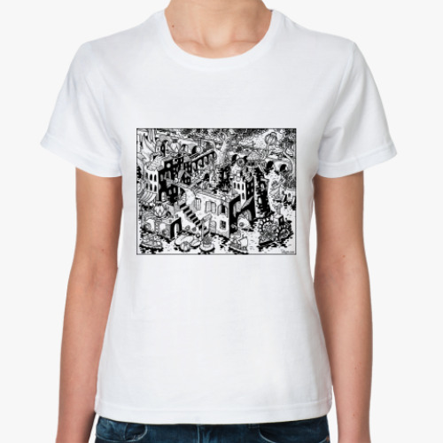 Классическая футболка с принтом Город 2