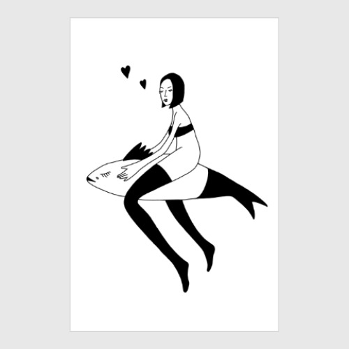 Постер девушка и рыба