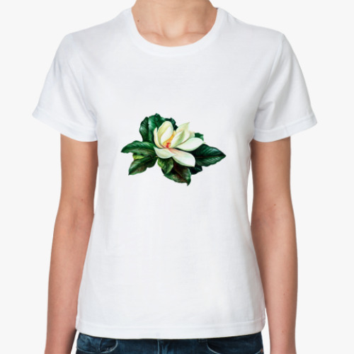 Классическая футболка с принтом  Магнолия