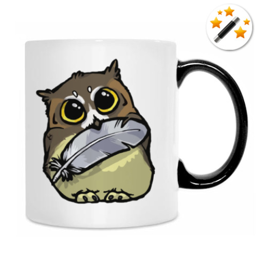 Кружка-хамелеон с принтом Совы. Совушки. Owl. Owls.