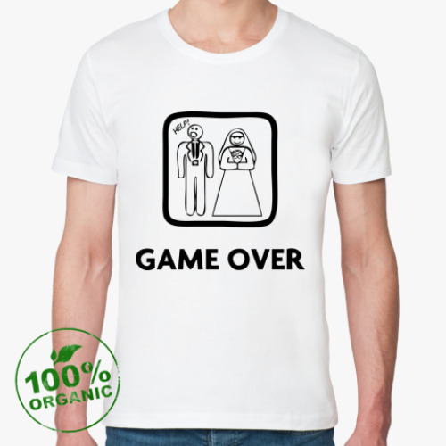 Футболка из органик-хлопка с принтом Game Over. HELP!