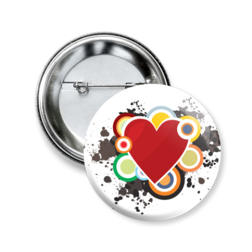 Значок 50мм с принтом Сердце