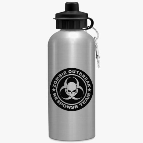 Бутылка с карабином (500 мл) с принтом Zombie outbreak response team