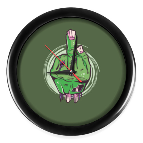 Настенные часы с принтом Средний палец мертвеца