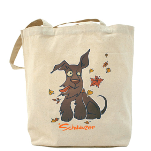 Сумка шоппер с принтом Осенний шнауцер