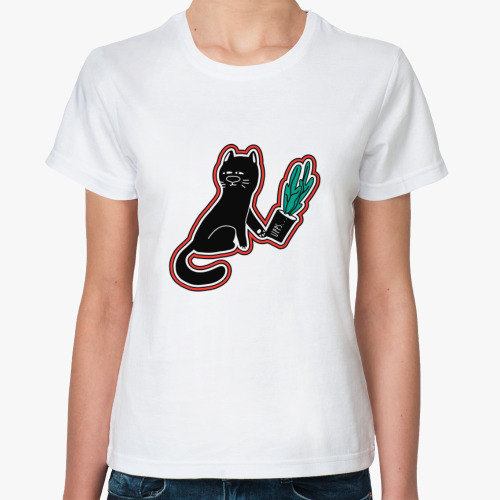 Классическая футболка с принтом кот-безобразник