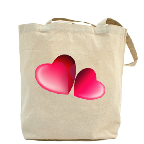 Сумка шоппер с принтом Сердечки