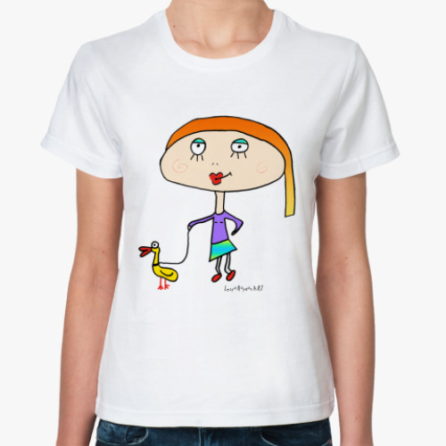 Классическая футболка с принтом  авторская ж Девочка