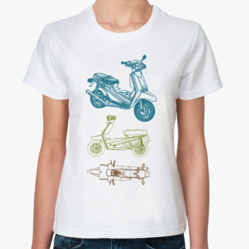 Классическая футболка с принтом Мотороллер