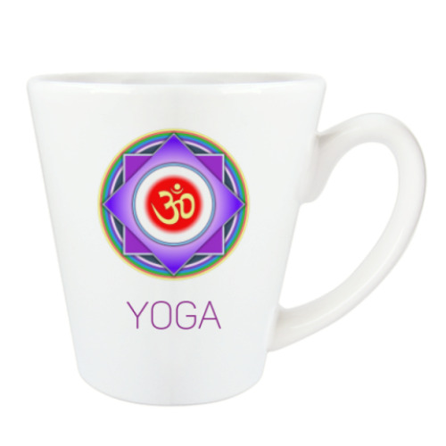 Чашка Латте с принтом Аштанга йога. Символ мудрости
