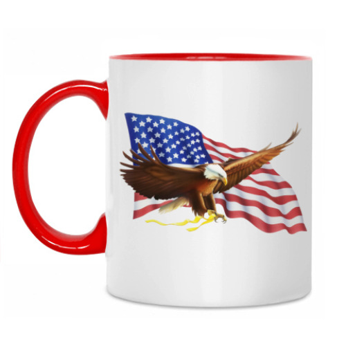 Кружка Орел на фоне флага США