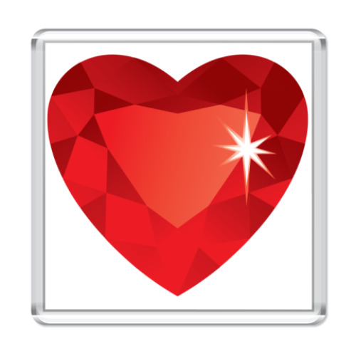 Магнит с принтом Сердце-Бриллиант