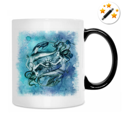 Кружка-хамелеон с принтом Русалки