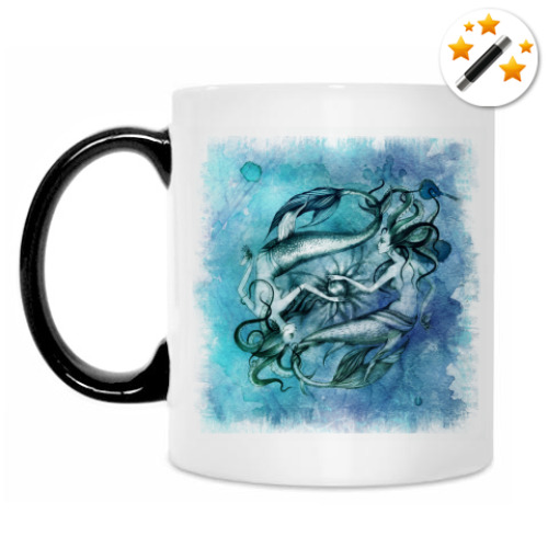 Кружка-хамелеон с принтом Русалки