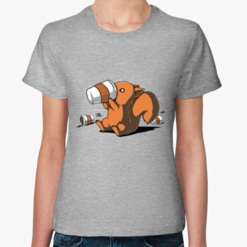 Женская футболка с принтом Squirrel & caffeine