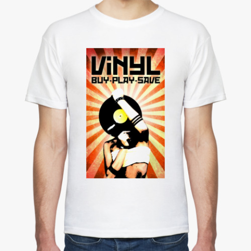 Футболка с принтом Vinyl. Buy, Play & Save