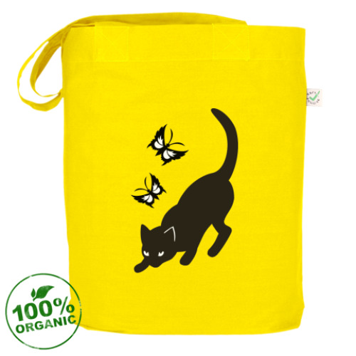 Сумка шоппер с принтом Киса с бабочками